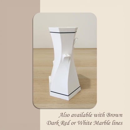 White LEGO-Compatible Vase with black studs shown from multiple angles, designed to hold LEGO flowers