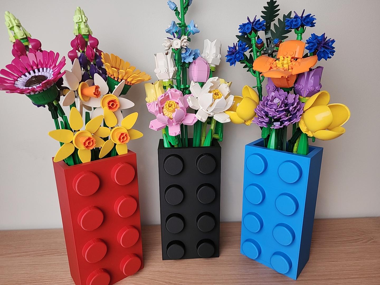 Brick-Inspired Vase for LEGO® Flower Sets – Multiple Colours